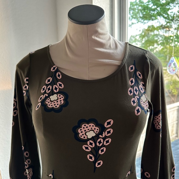 Boden Lucie Jersey Green & Pink Floral Print 3/4 Sleeve Tunic Mini Dress Sz: 6P - Picture 5 of 12